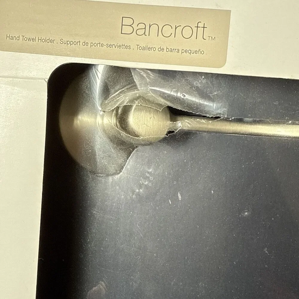 KOHLER BANCROFT Hand Towel Holder Brushed Nickel / Silver with White Bar NEW